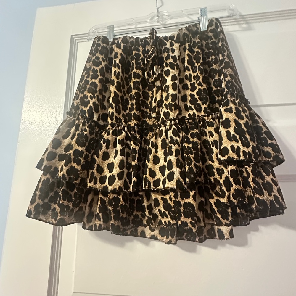 Leopard Print Tiered Skirt